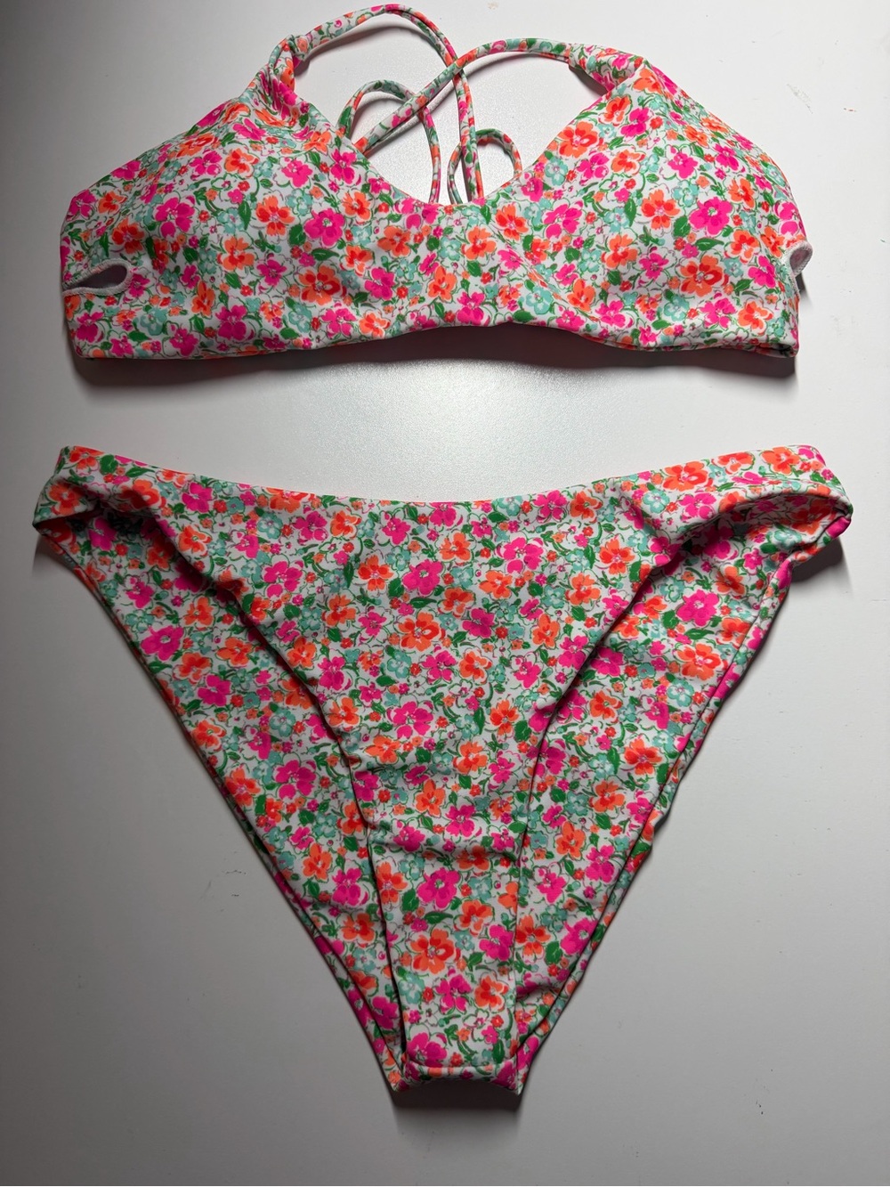 Amazon Floral Bikini Set - Pink, Orange & Green